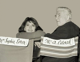 Sophia Loren and her director Anatole Litvak for Five Miles to Midnight (1962)