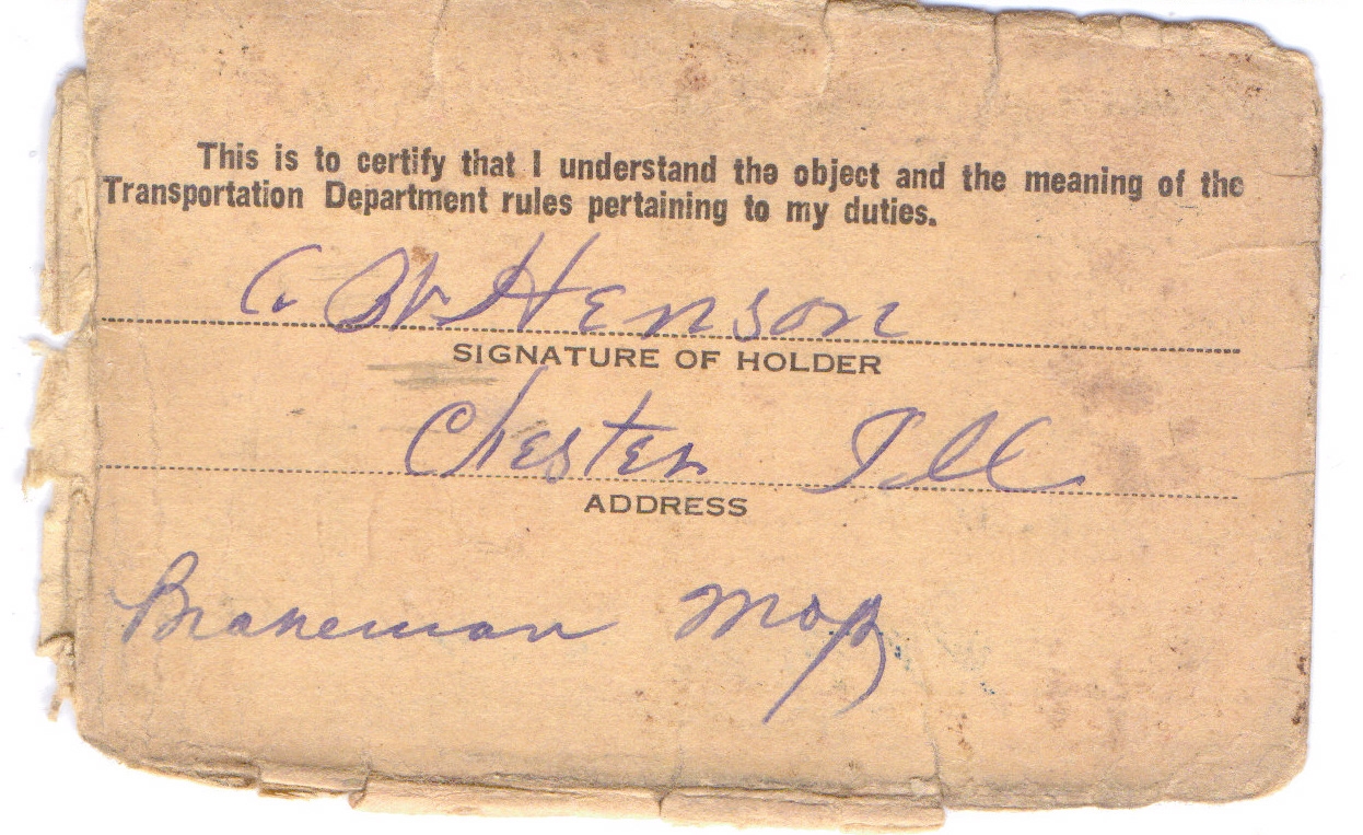 A W Henson certificate, back