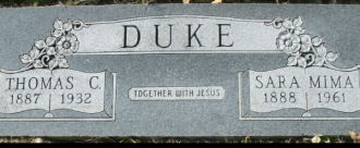 Thomas and Sara (Evans) Duke Gravestone