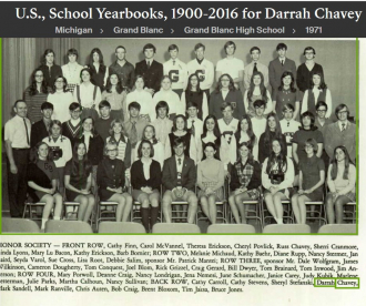 Darrah Perry Chavey --U.S., School Yearbooks, 1900-2016 Grand Blanc High School (1971) Honor Society