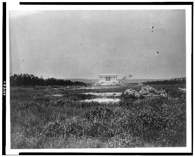 [Lincoln Memorial with marsh in foreground]