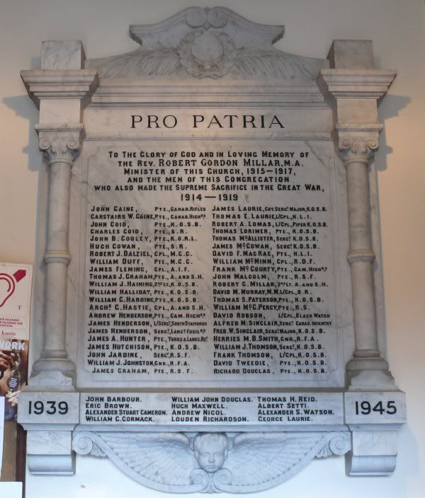 Private Thomas  Lorimer - Roll of Honour, St Mary's Church, Dumfries