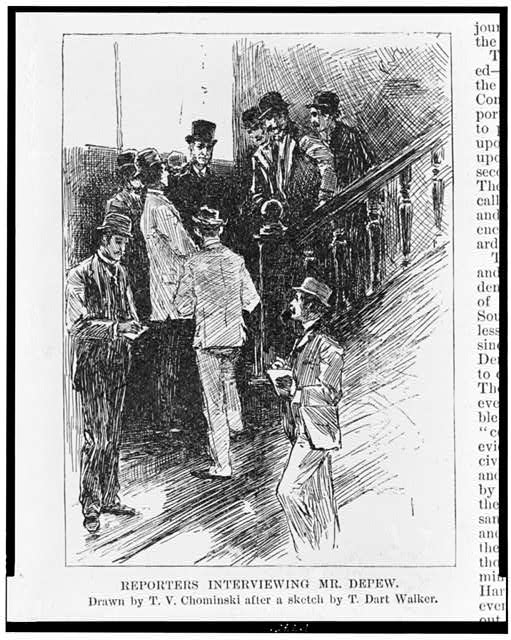 Reporters interviewing Mr. Depew / Drawn by T.V....