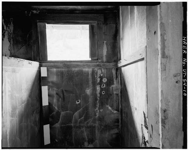 10. INTERIOR VIEW OF BATHHOUSE SHOWING CHANGING STALL,...