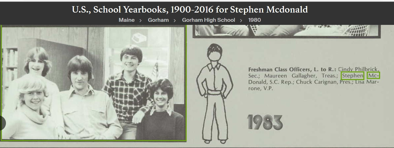Stephen McDonald--U.S., School Yearbooks, 1900-2016(1980)
