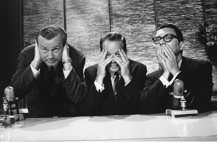 Jack Paar and Hugh Downs and Jose Mieles.