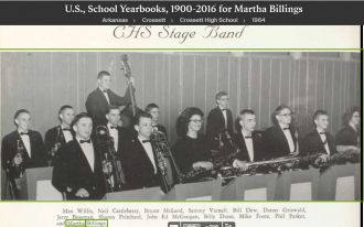 Martha Anne Billings-McCarthy--U.S., School Yearbooks, 1900-2016(1964) CHS Stage Band