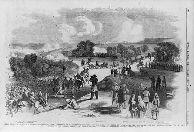 Great battle at Bull's Run between the Federal Army,...