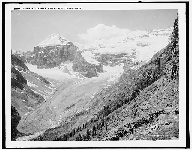 Victoria Glacier with Mts. Lefroy and Victoria, Alberta