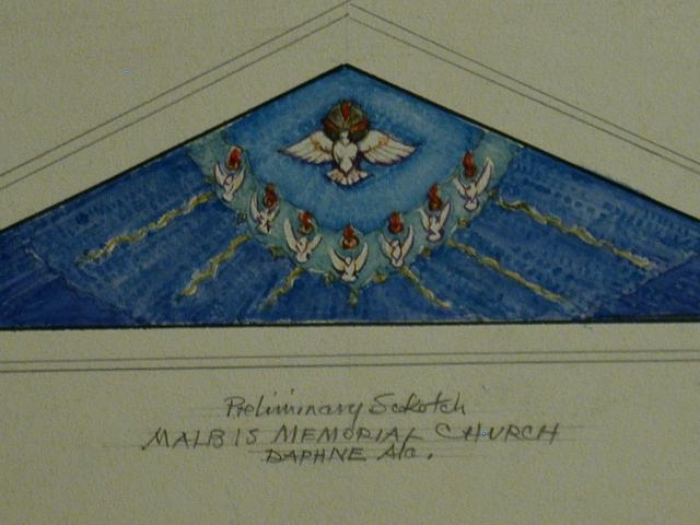 [Design drawing "preliminary sketch" for mural with Holy...