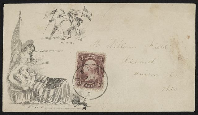 [Civil War envelope showing angel holding American flag...