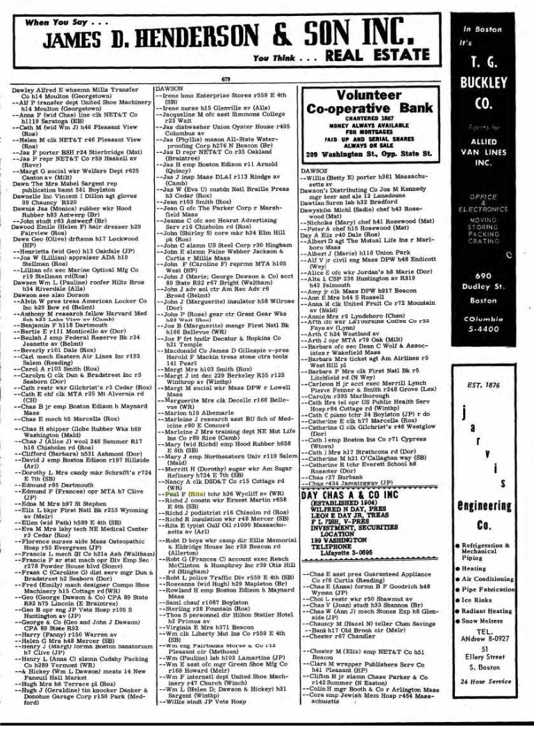 Rita Nora (O'Hara) Dawson --U.S., City Directories, 1822-1995(1960)