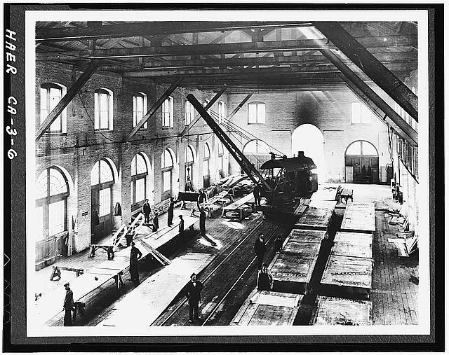 1. Interior view of Building No. 55, taken in 1913. -...