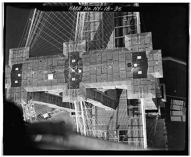 35. Aerial view directly above Brooklyn Tower. Jet Lowe,...