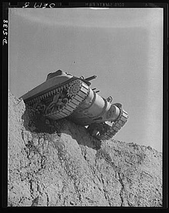 Testing M-4 tanks. A battleship of the land, one of...