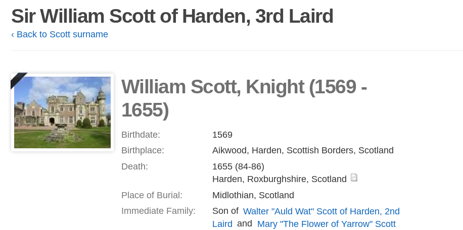 Sir William Scott of Harden, 3rd Laird
