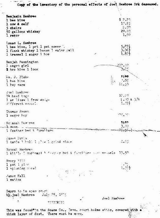 Will of Joel Hembree Sr.