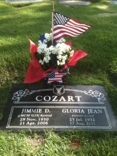 Headstone for Jimmie & Gloria Cozart