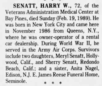 Harry W Senatt