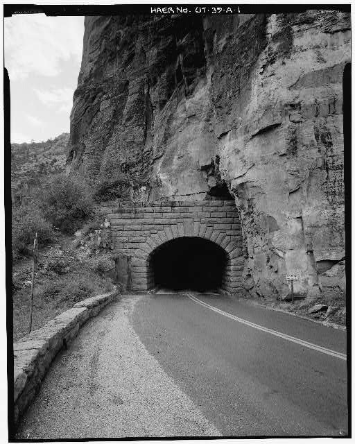 1. OVERALL VIEW OF WEST PORTAL AND GUARDRAIL, LOOKING...