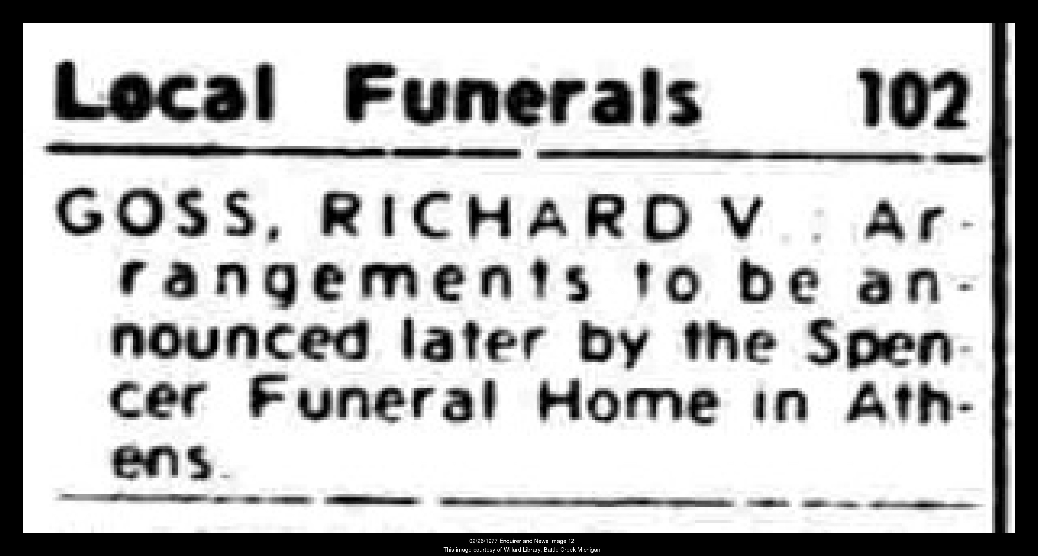Richard Virgil Goss Obituary