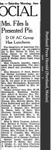 Bessie Vaughn (Staples) Haase--Portland Press Herald (Portland, Maine)(11 jun 1949)