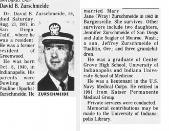 David Burton Zurschmeide's Obituary