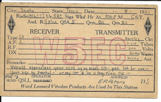 Earl R. Peters, W5EC, Amateur Radio Operator