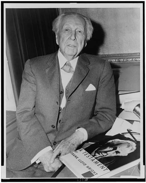 [Frank Lloyd Wright, half-length portrait, seated, facing...