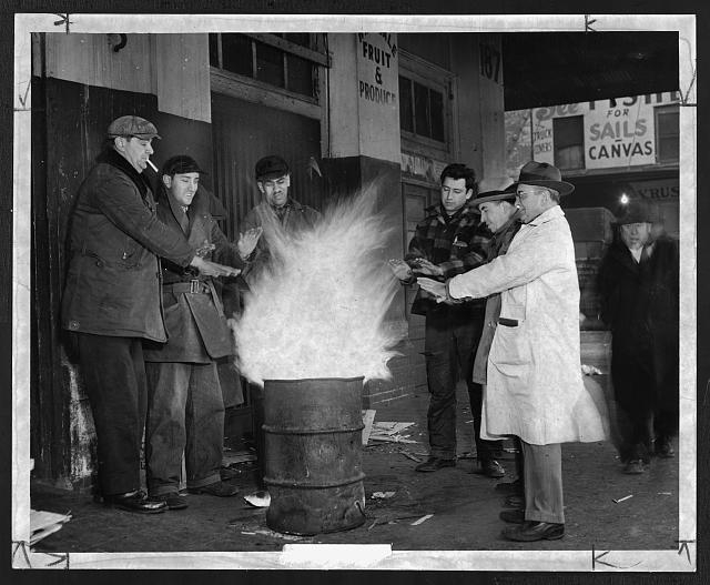 [Group of outdoor workers in the wholesale produce...