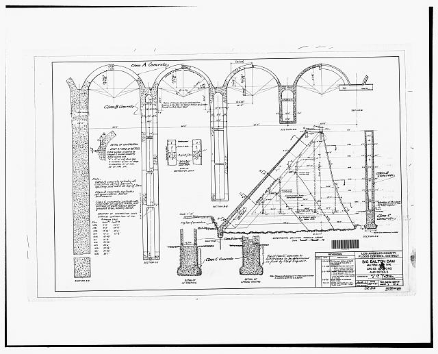19. CROSS SECTIONS AND DETAILS OF BIG DALTON DAM,...