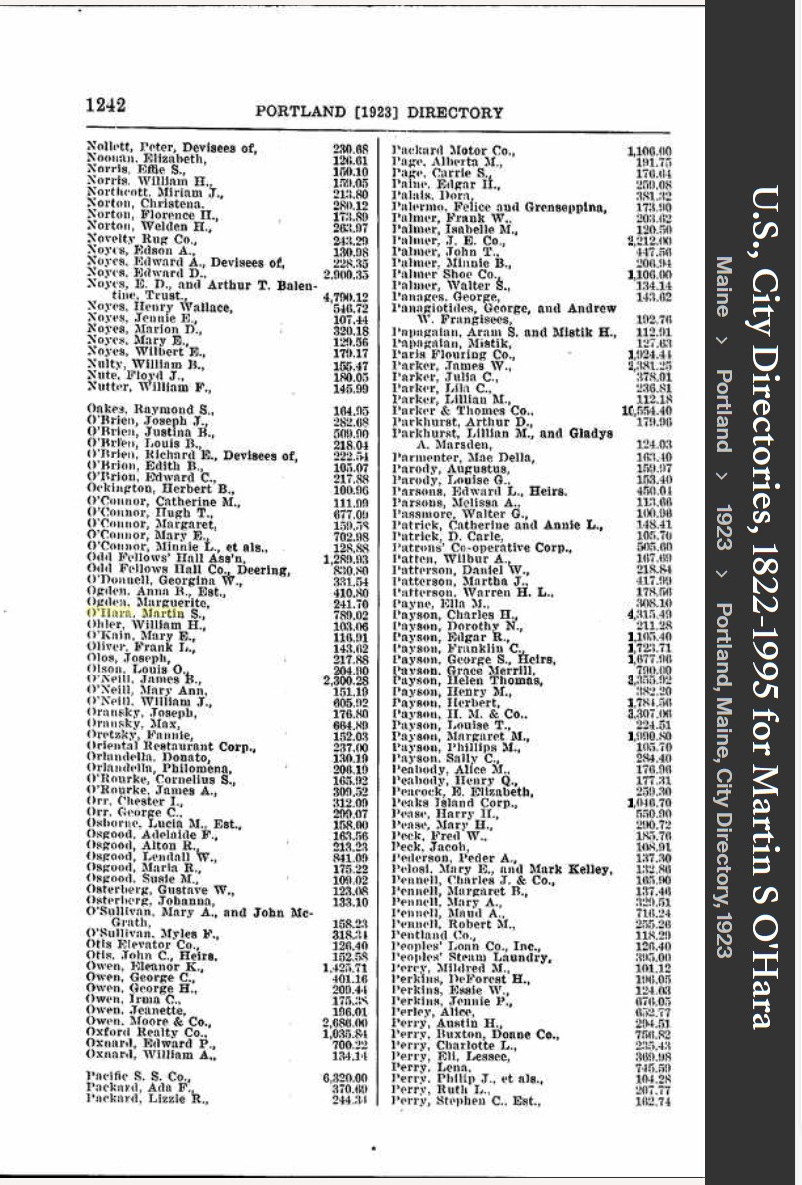 Martin Scanlan O'Hare--U.S., City Directories, 1822-1995(1923)