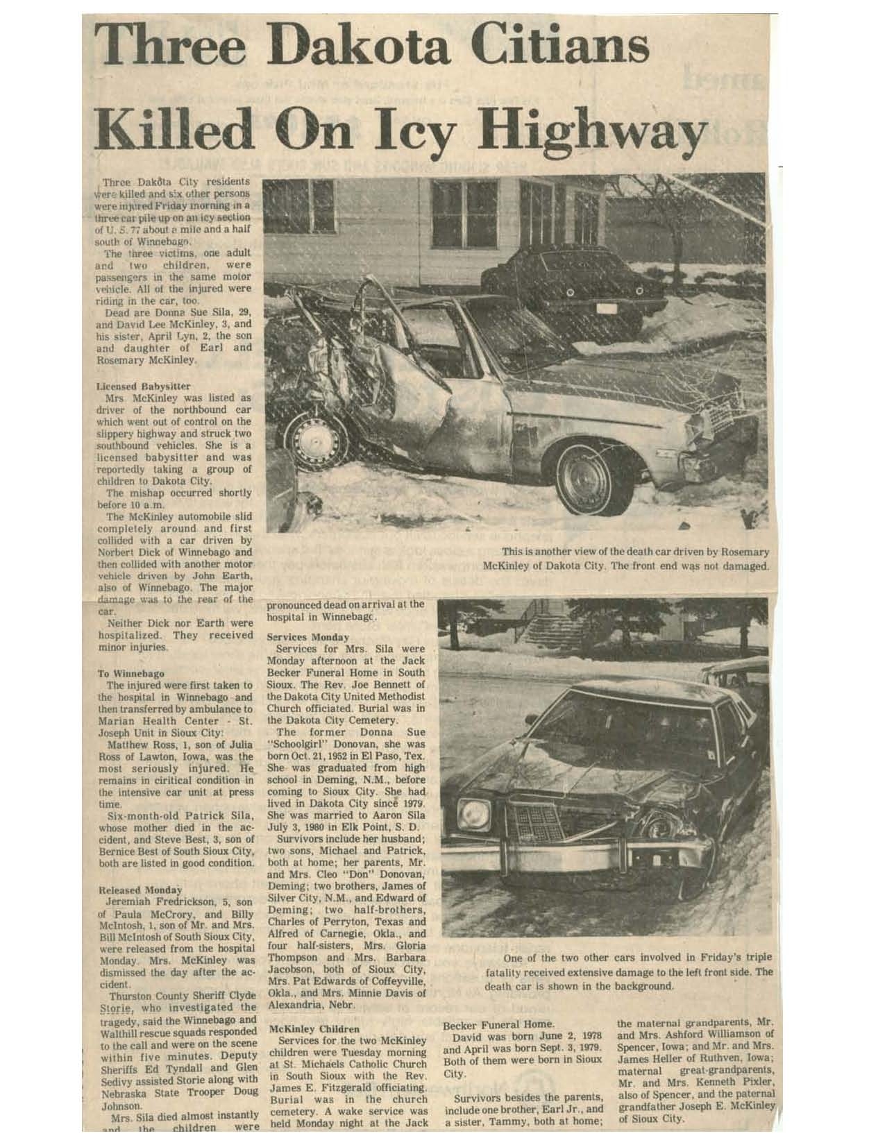 Donna Sue Crull Car Crash