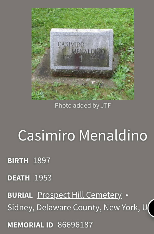Casimiro Menaldino gravesite