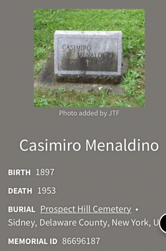 Casimiro Menaldino gravesite