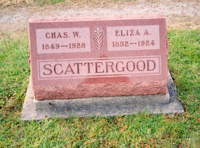 Charles Wesley Scattergood & Eliza Almira Sowle gravestone