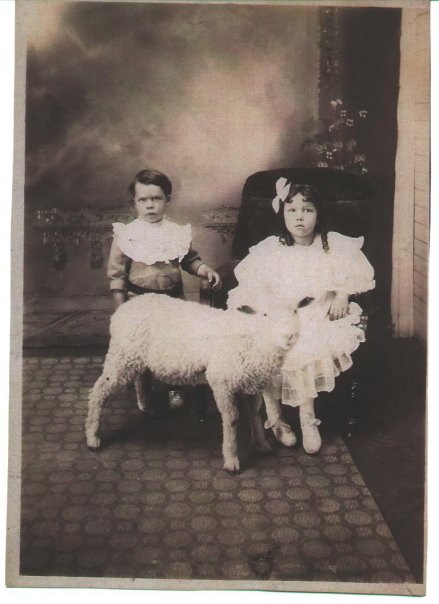 Charles and Antoinette Campeau with their pet goat 1907