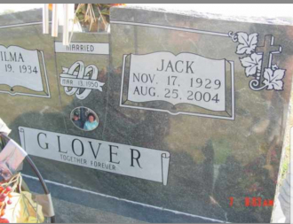 Jack Woodrow Glover & Wifes Gravestone