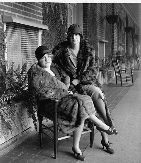 Elizabeth and Phoebe Edwards in fur coats