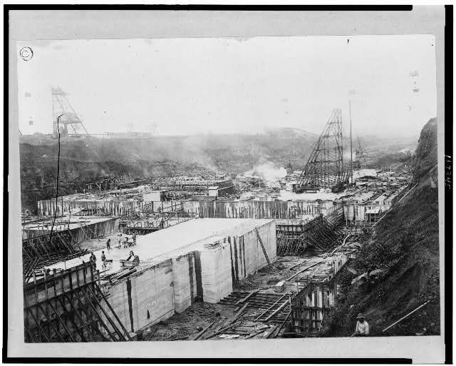 [Concrete construction at Gatun Lock site, Panama Canal]