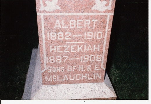 Albert Anderson McLaughlin & Hezekiah McLaughlin gravestone