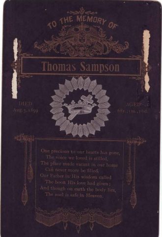 Thomas Sampson funeral card