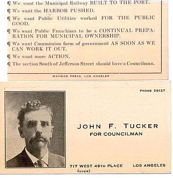 Card of John Foster Tucker, CA 1910
