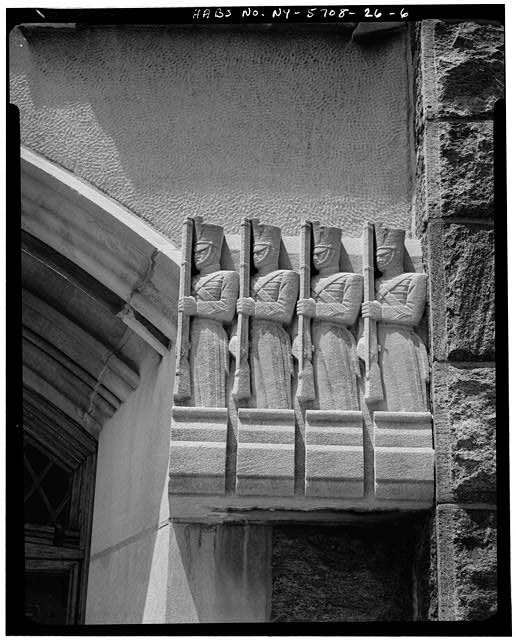 6. DETAIL OF SCULPTURE AT SPRING LINE OF ARCH AT EAST...
