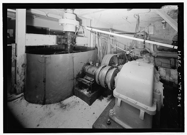 BASE OF BULLWHEEL DRIVE SHAFT IN VAULT MOTOR ROOM,...