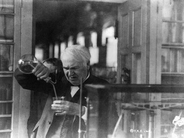 [Thomas Edison, half-length portrait, facing left and...