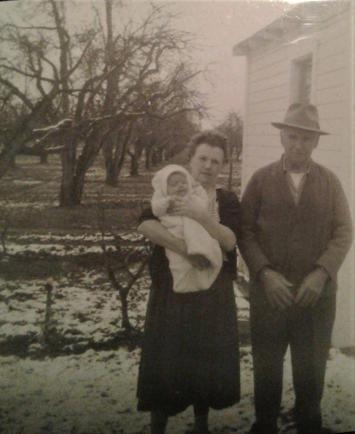Mary and Peter Katicich, with their Grandson Randall Rajkovich, Cupertino, CA, 1954