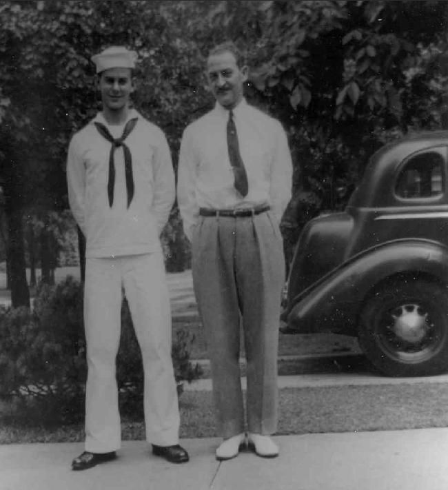 Seaman Fred Halkett, JR with his father - 1943