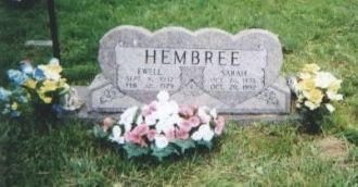 Headstone of Ewell Hembree & Sarah "Adair"