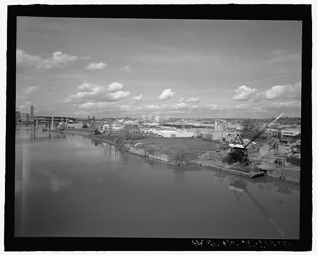 Topographic view of the industrial district of East...